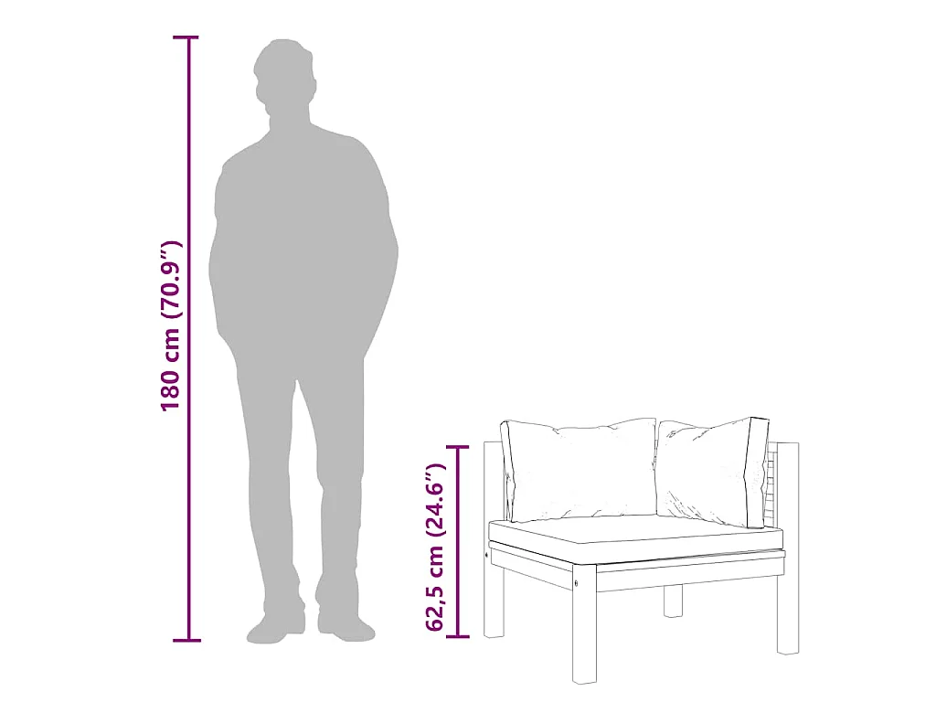Hoekbank sectioneel met crèmewitte kussens acaciahout