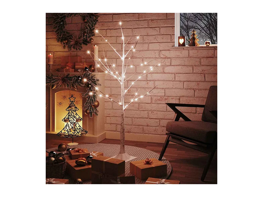 Bouleau blanc à LED 48 LED Blanc chaud 120 cm