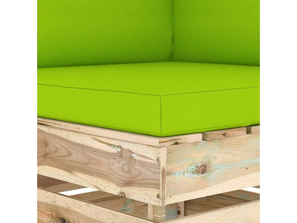 Canapé d'angle sectionnel avec coussins Bois imprégné de vert