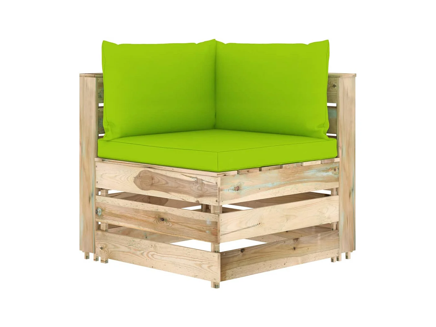 Canapé d'angle sectionnel avec coussins Bois imprégné de vert