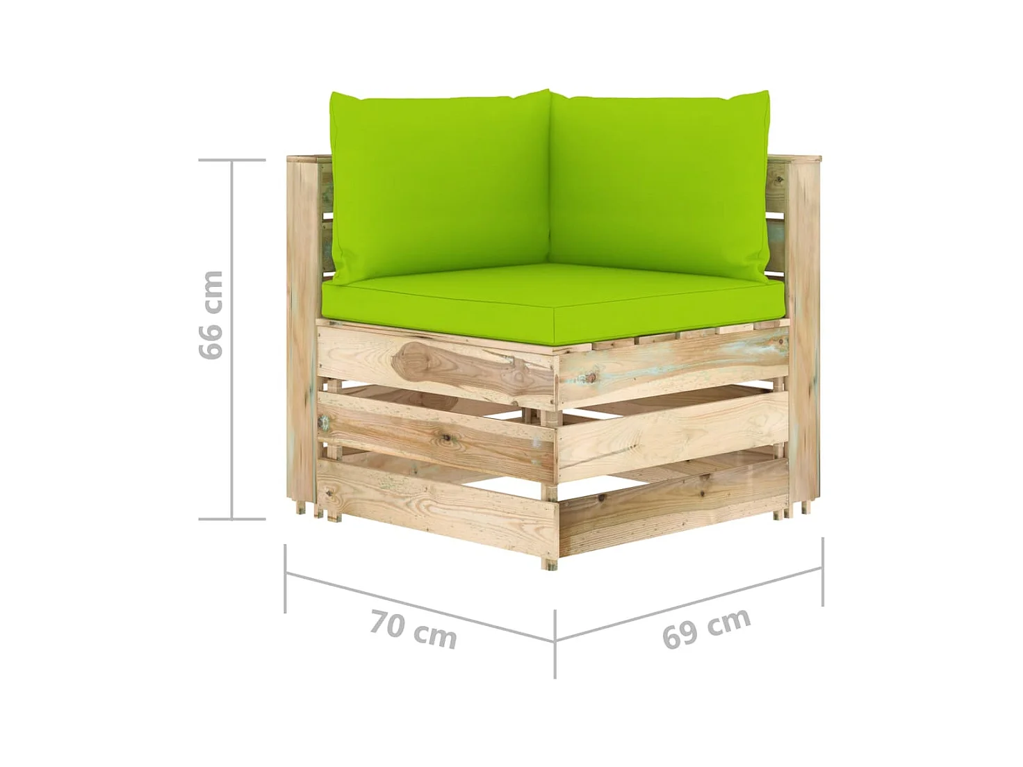 Canapé d'angle sectionnel avec coussins Bois imprégné de vert