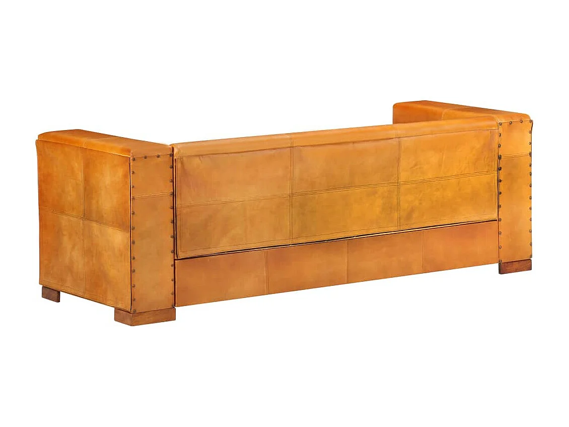 Canapé à 3 places Brun roux Cuir véritable