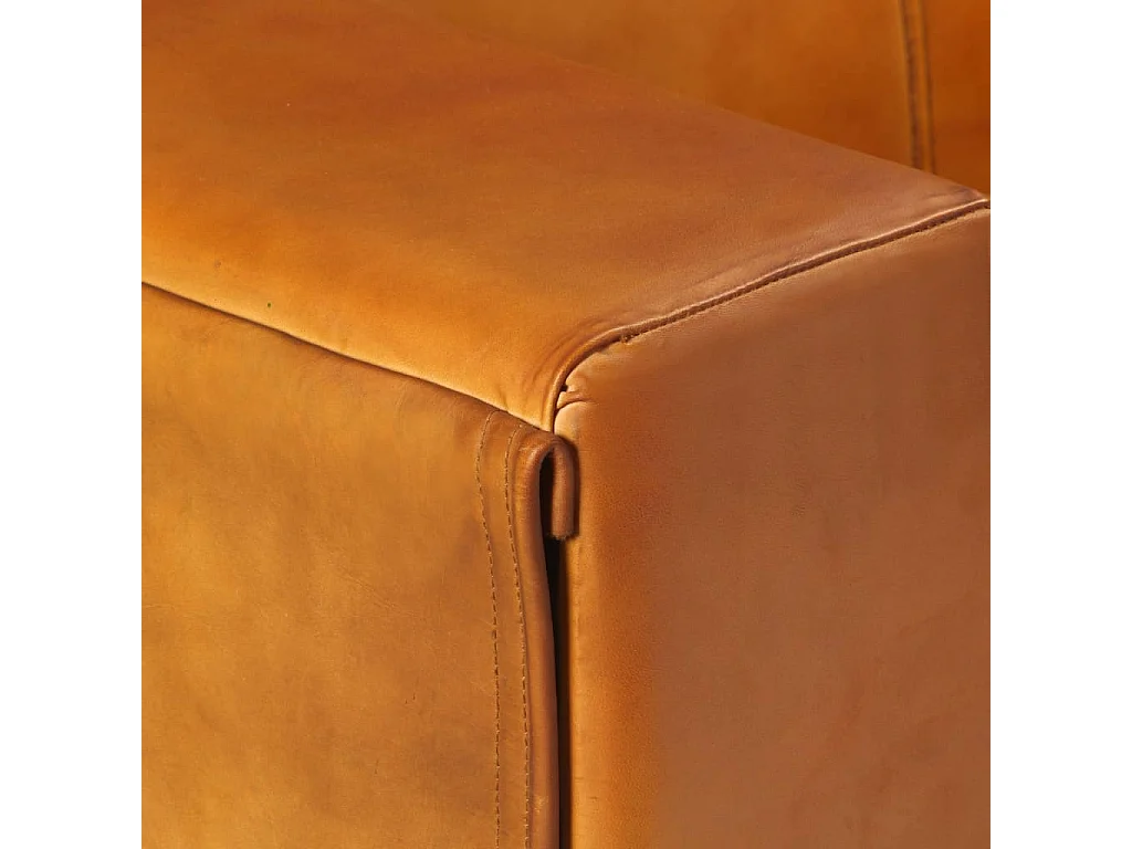 Canapé à 3 places Brun roux Cuir véritable