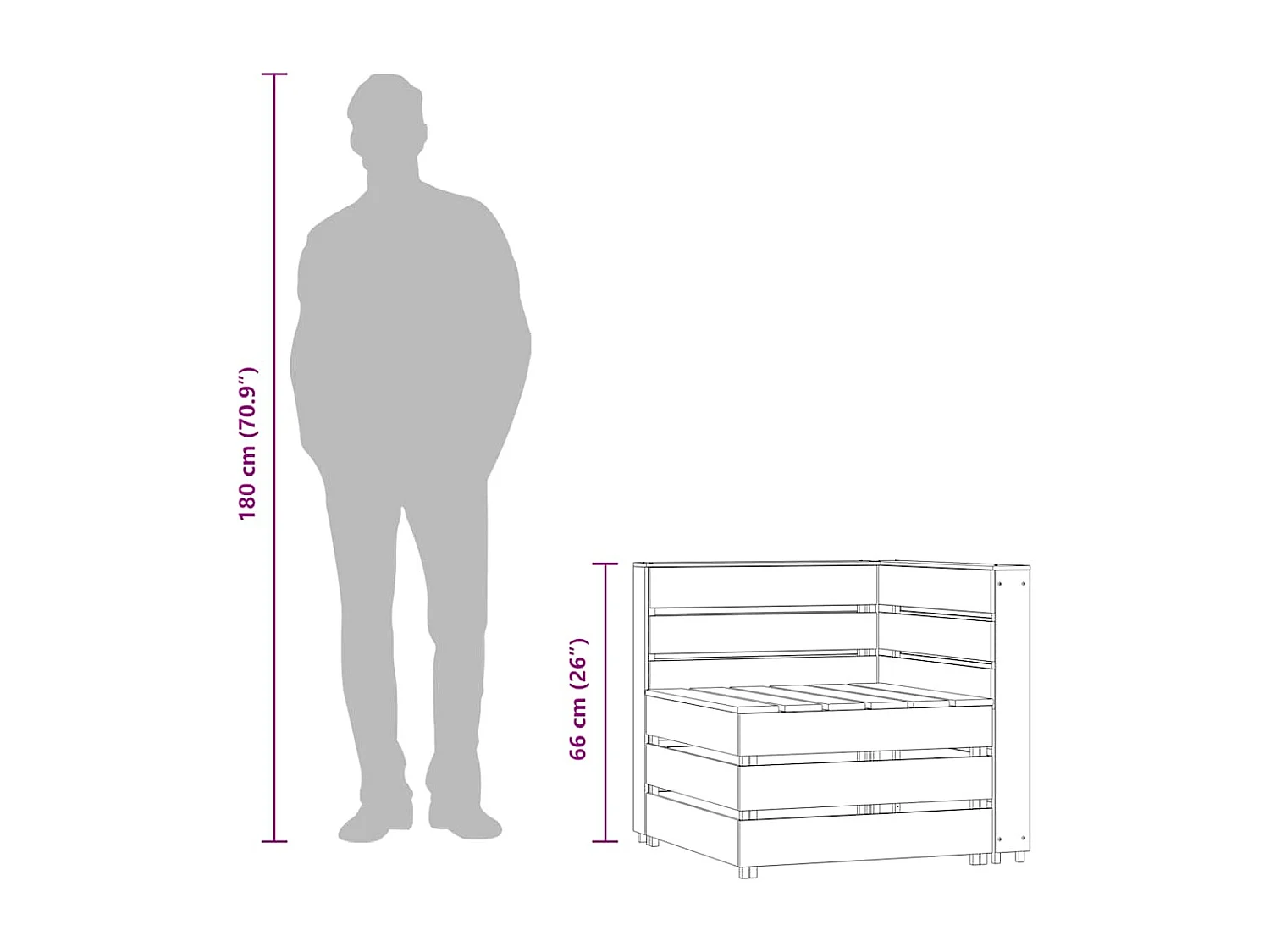 Garten-Ecksofa aus Paletten Kiefernholz Imprägniert