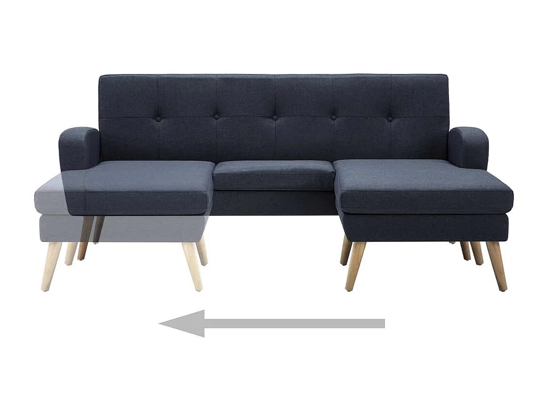 Canapé en forme de L revêtement en tissu gris foncé