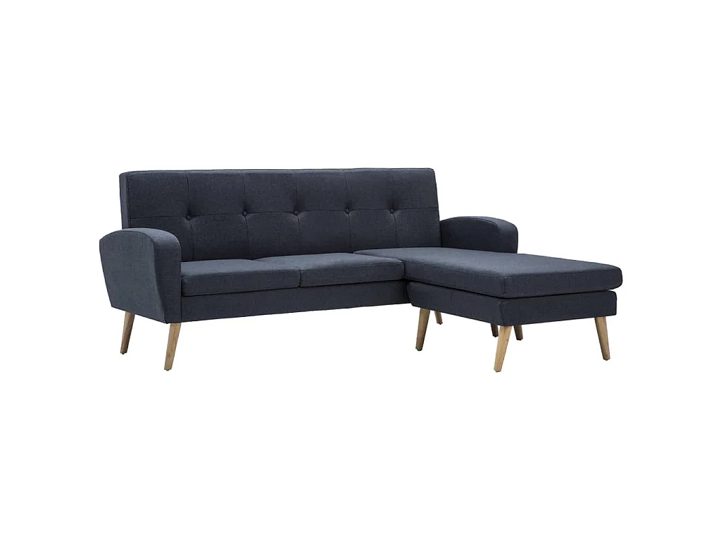 Canapé en forme de L revêtement en tissu gris foncé