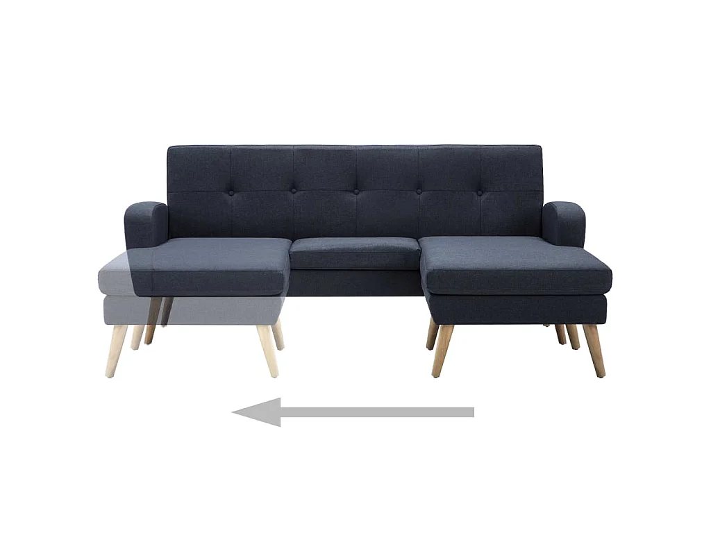 Canapé en forme de L revêtement en tissu gris foncé