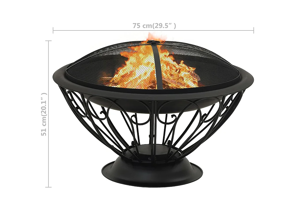Foyer avec tisonnier 75 cm XXL Acier