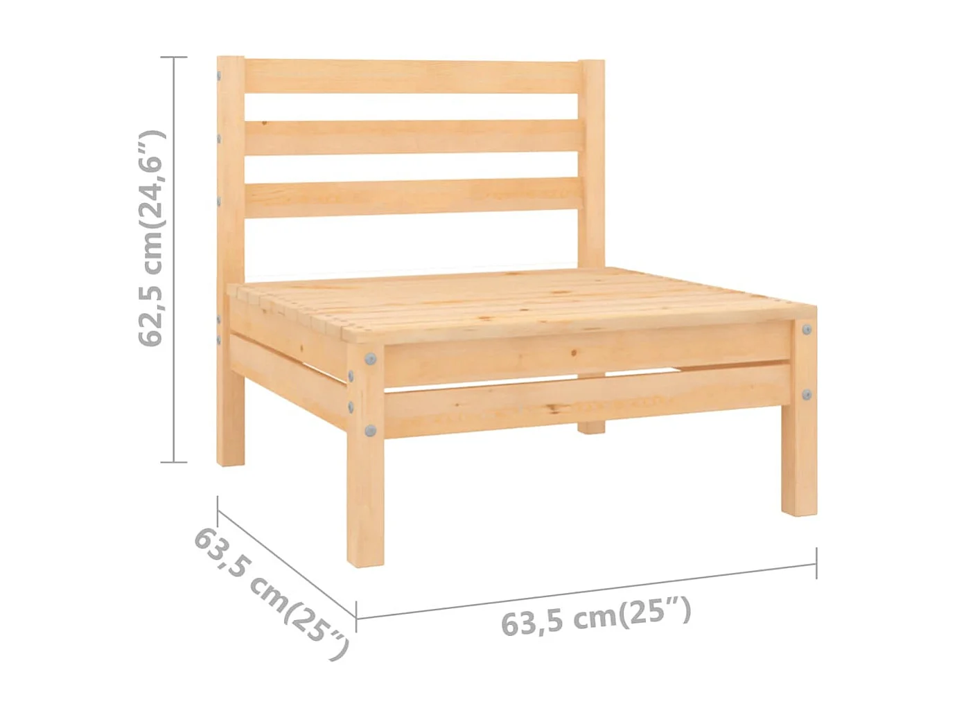 Canapés centraux de jardin 4 pcs Bois de pin massif