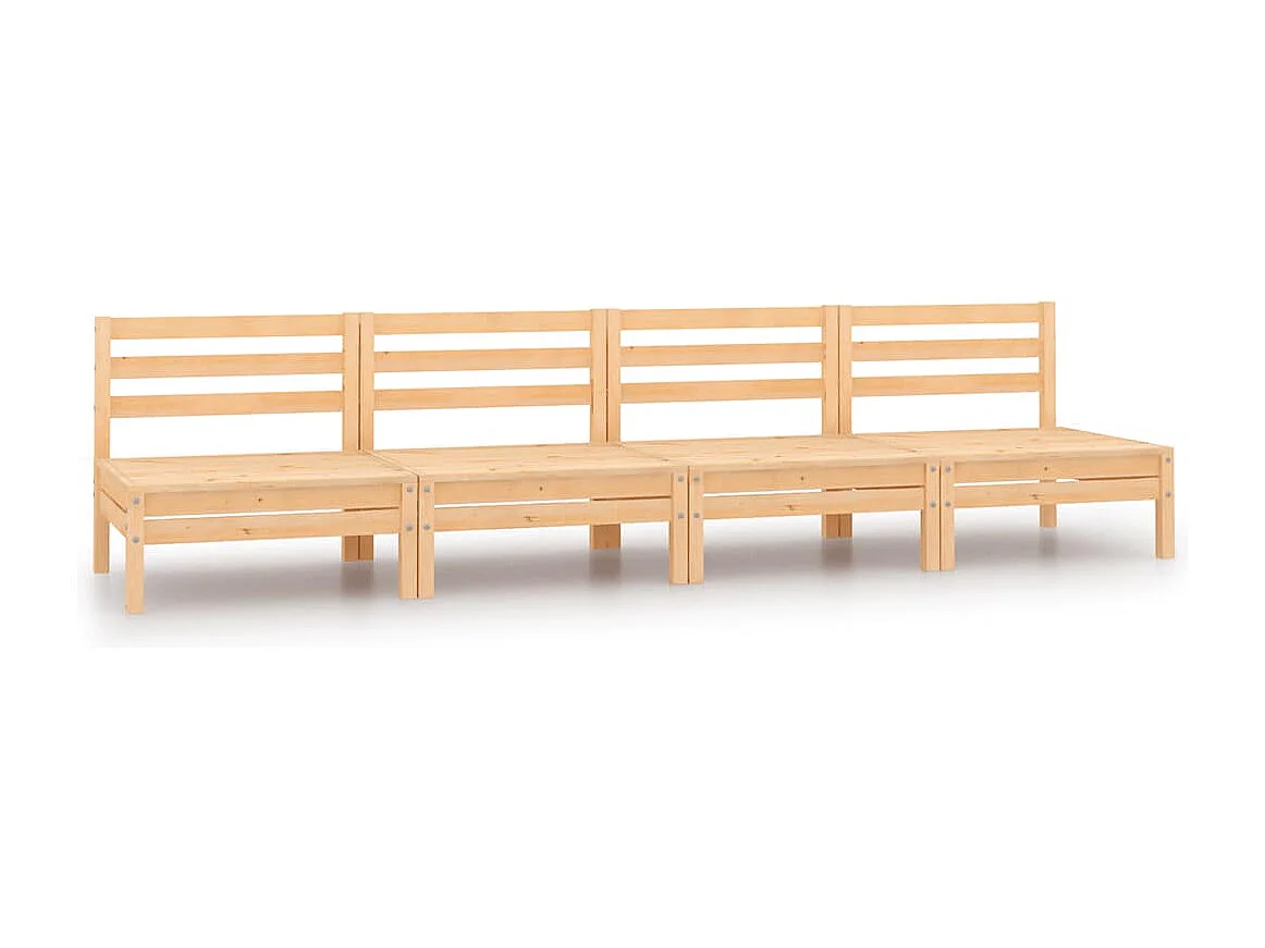 Canapés centraux de jardin 4 pcs Bois de pin massif