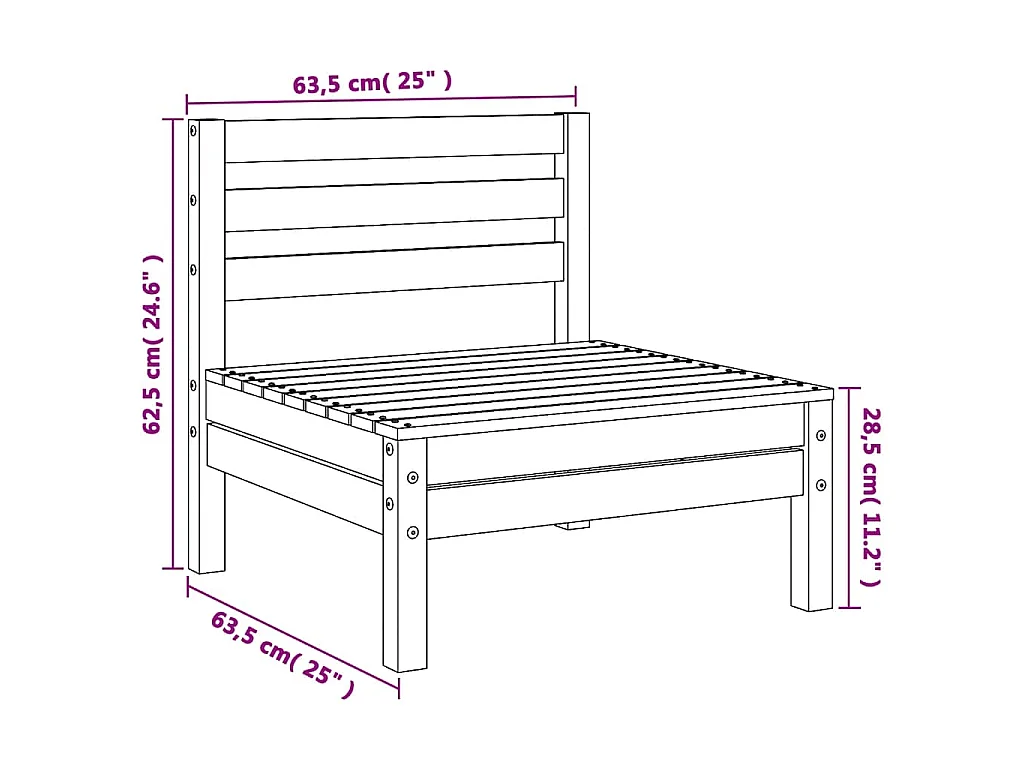 Tuinmiddenbanken 4 st massief grenenhout
