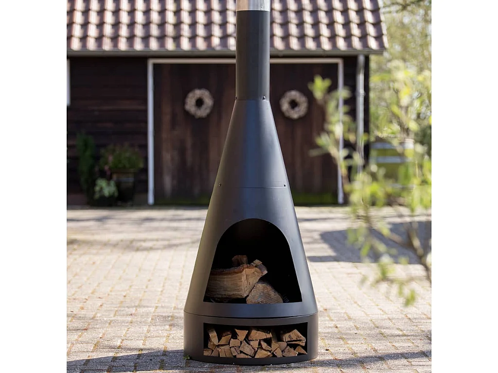 Caminetto Kingston 160x60 cm in Acciaio Nero Opaco