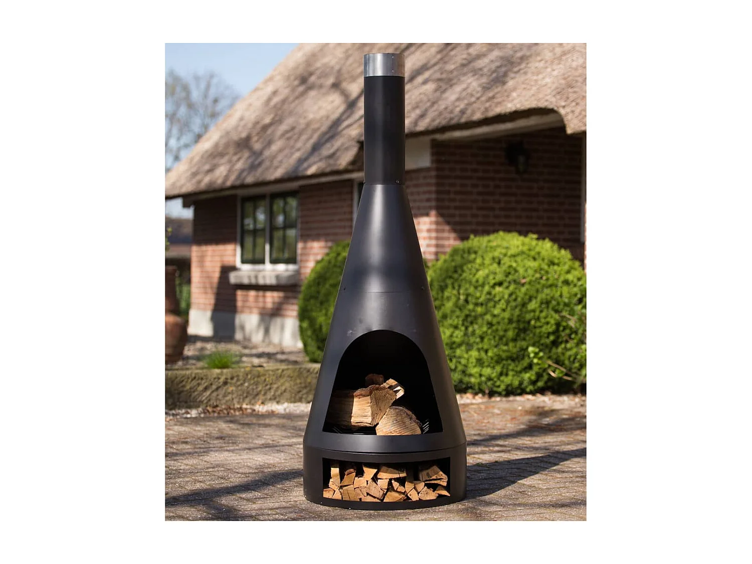 Caminetto Kingston 160x60 cm in Acciaio Nero Opaco