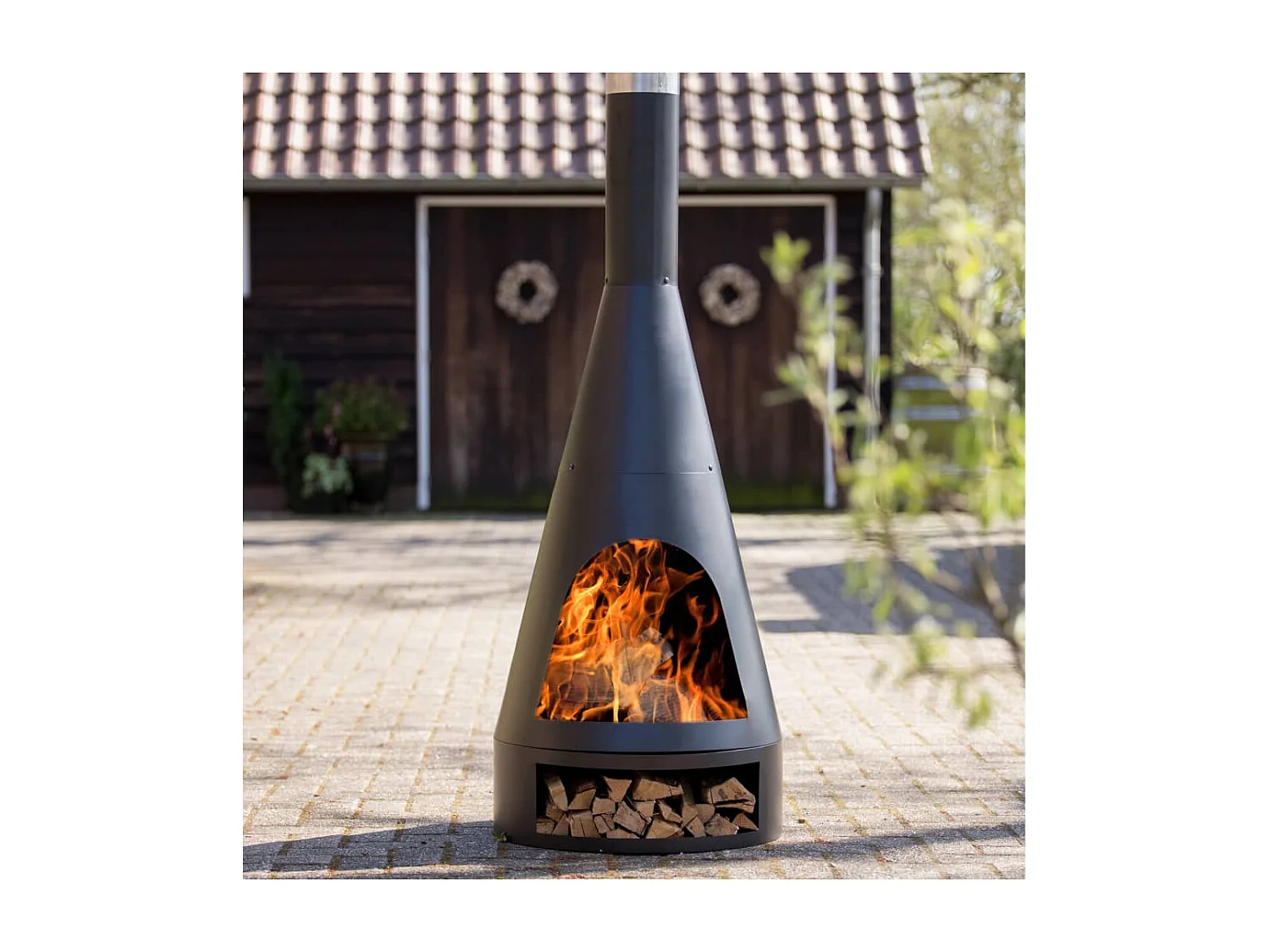 Caminetto Kingston 160x60 cm in Acciaio Nero Opaco