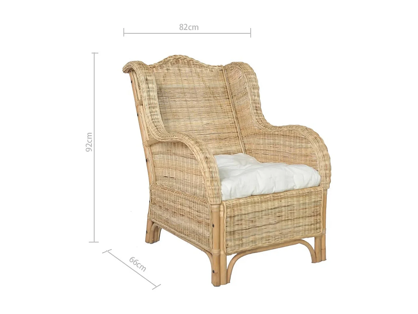 Canapé avec coussin Rotin naturel et lin