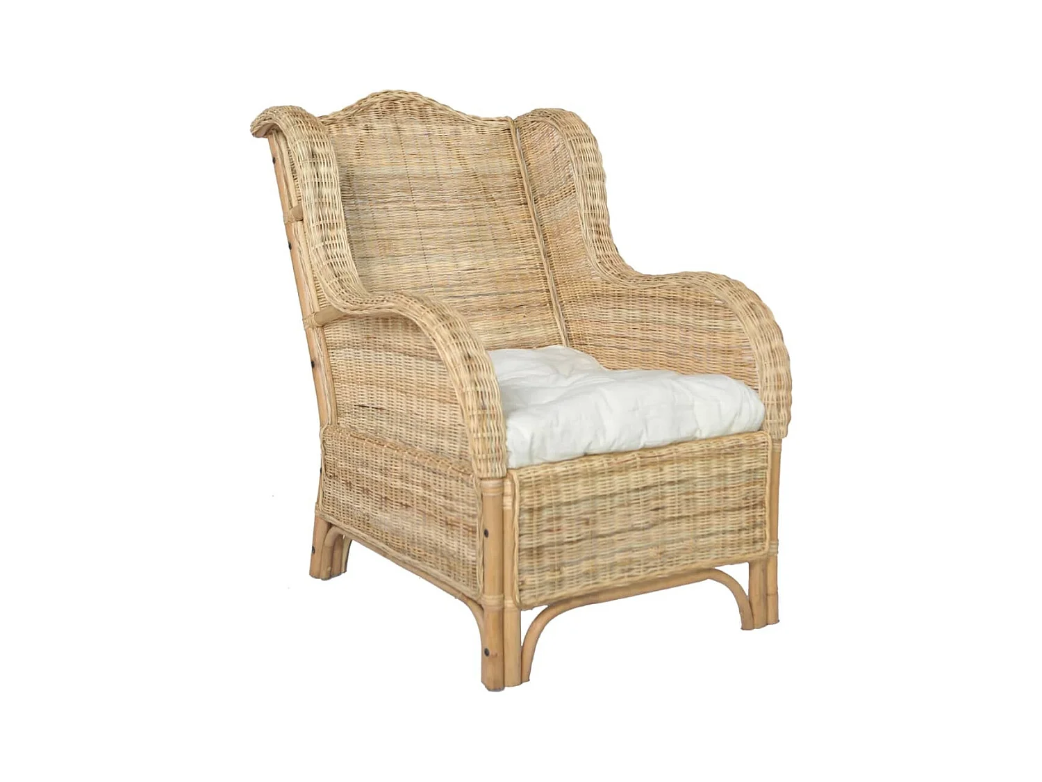 Canapé avec coussin Rotin naturel et lin