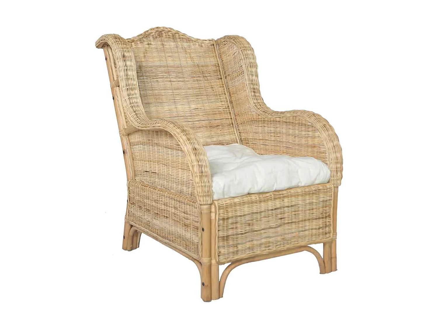 Sessel mit Kissen Natur-Rattan und Leinen