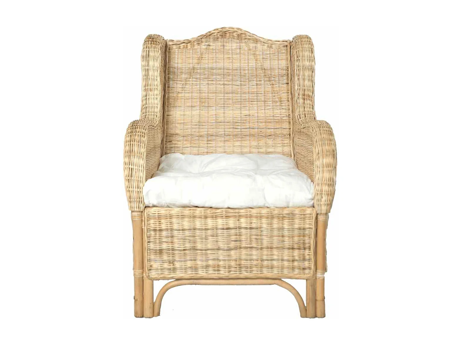 Sessel mit Kissen Natur-Rattan und Leinen