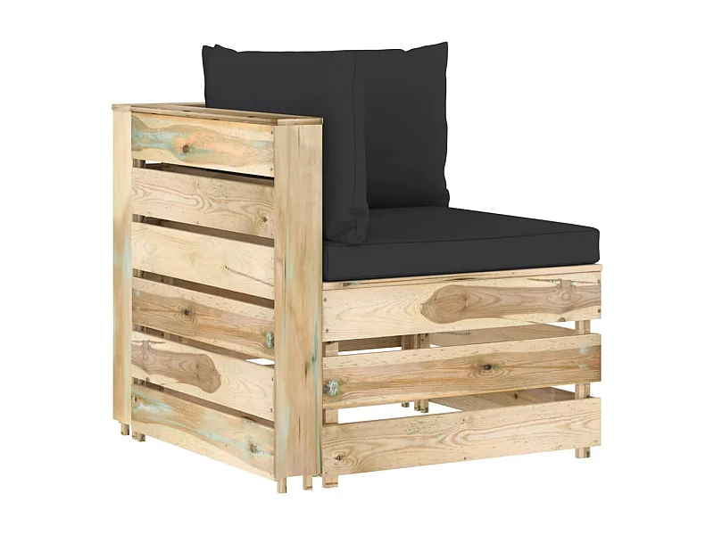 Modulares Ecksofa mit Kissen Grün Imprägniertes Holz