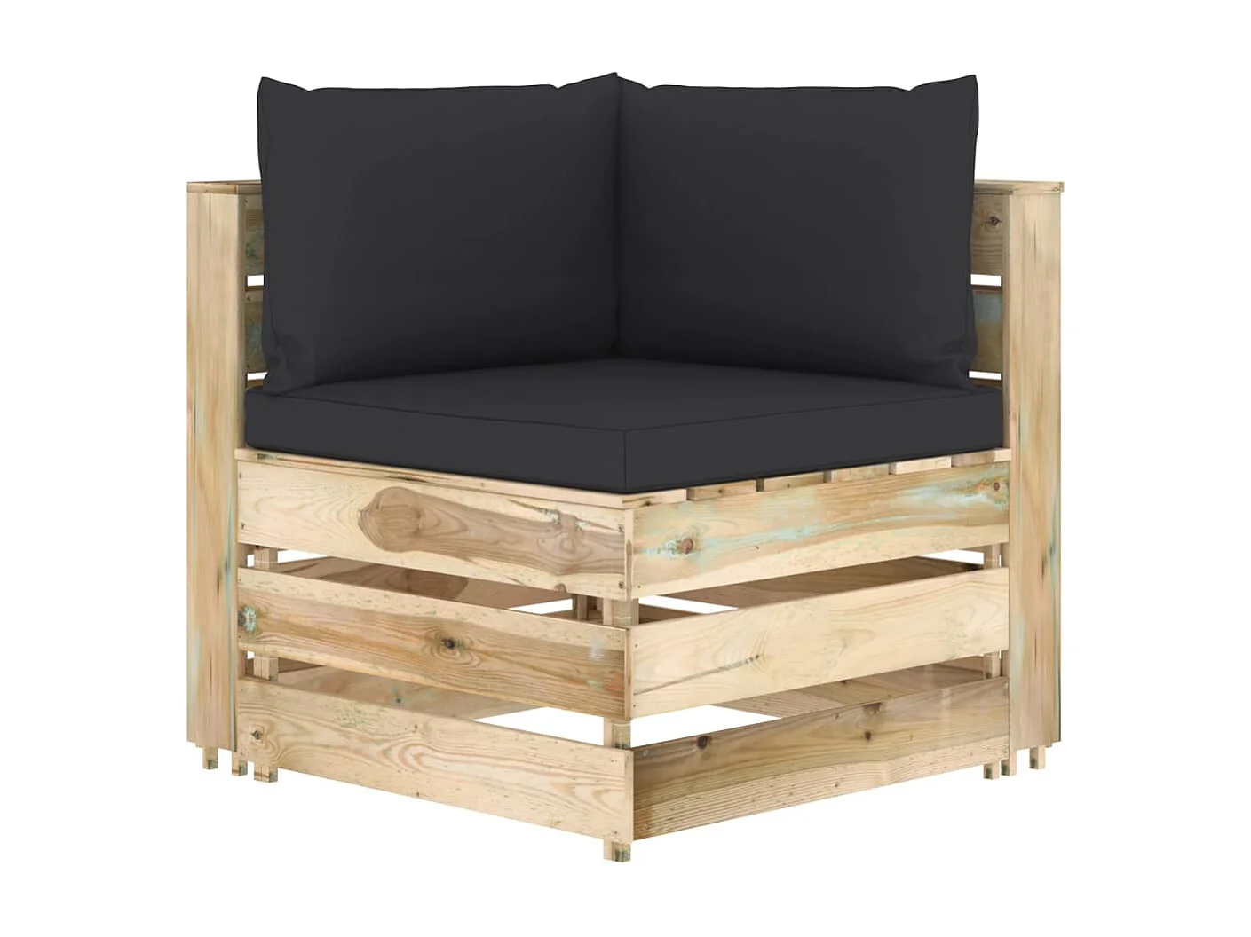 Modulares Ecksofa mit Kissen Grün Imprägniertes Holz