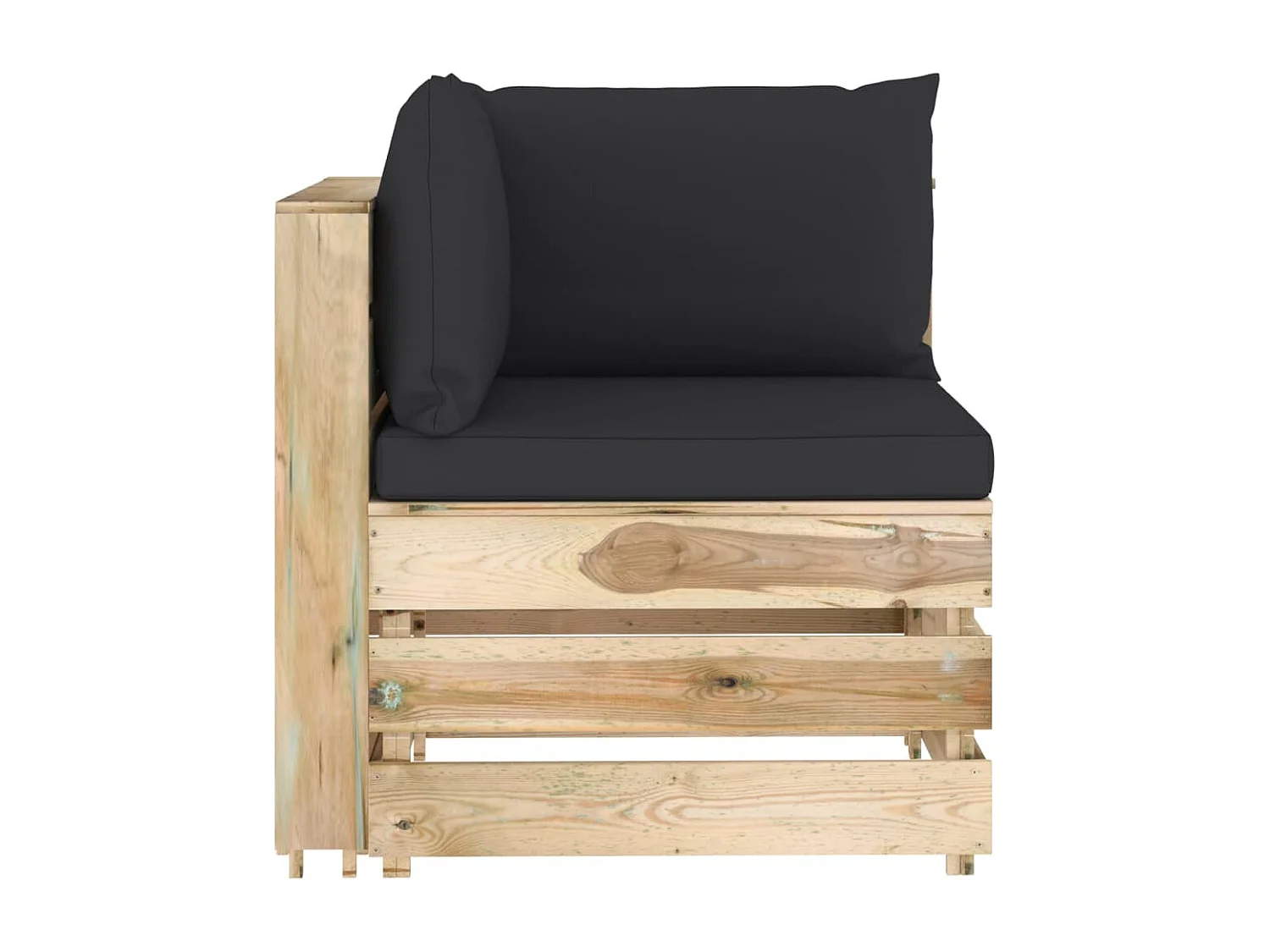 Modulares Ecksofa mit Kissen Grün Imprägniertes Holz