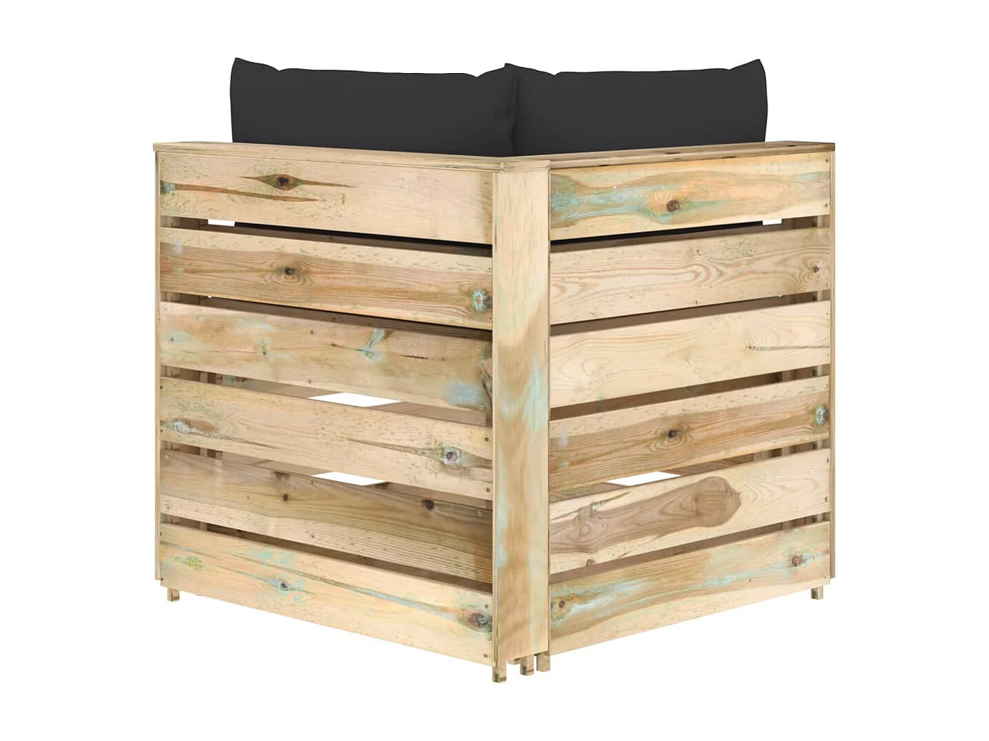 Modulares Ecksofa mit Kissen Grün Imprägniertes Holz