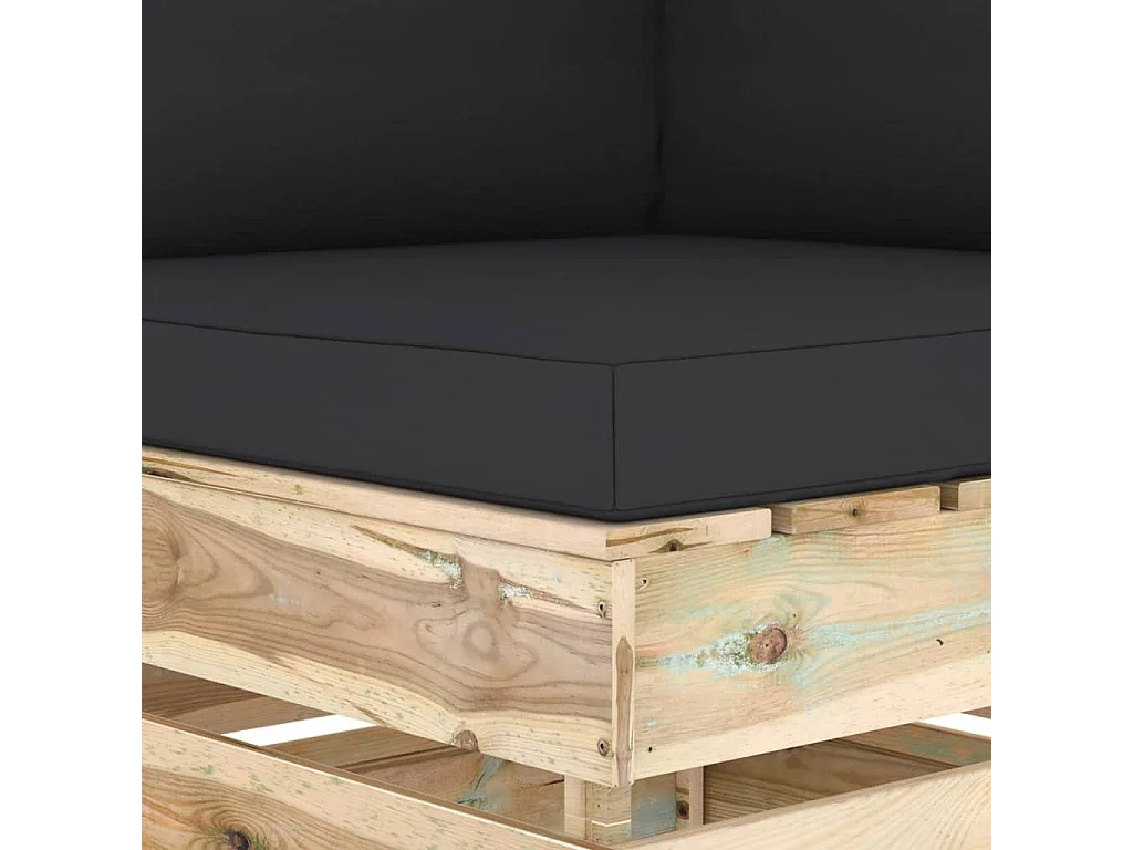 Modulares Ecksofa mit Kissen Grün Imprägniertes Holz