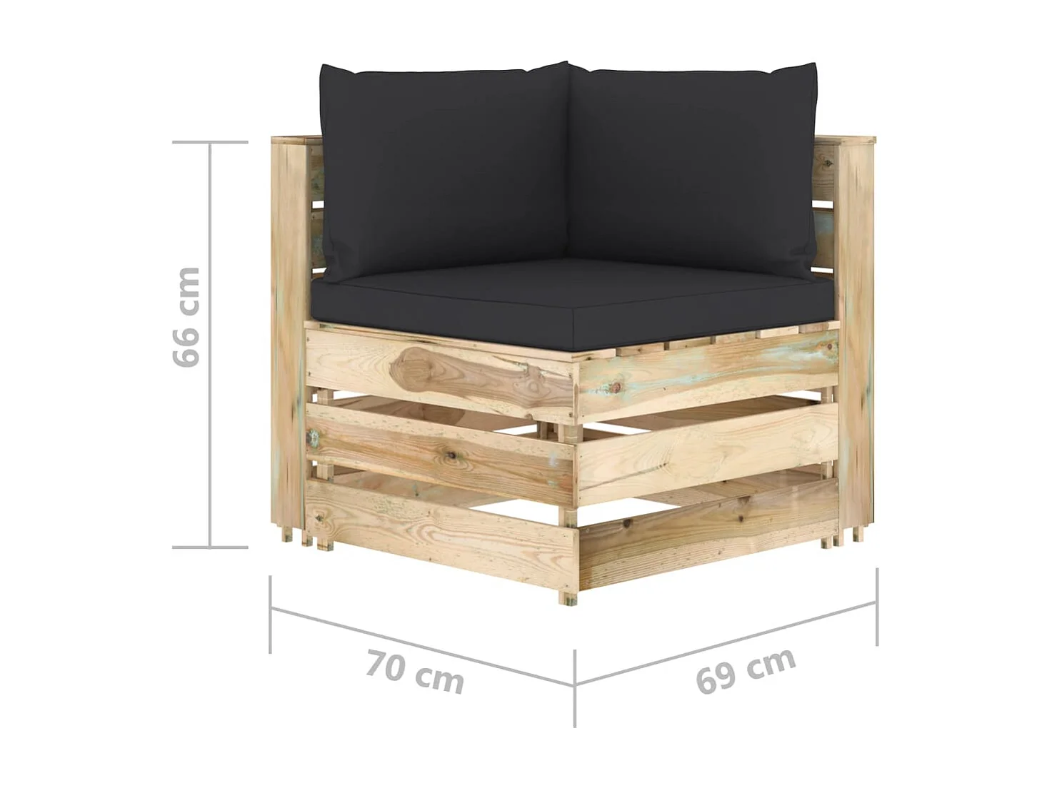 Modulares Ecksofa mit Kissen Grün Imprägniertes Holz