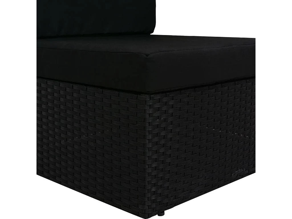Canapé central sectionnel Résine tressée Noir