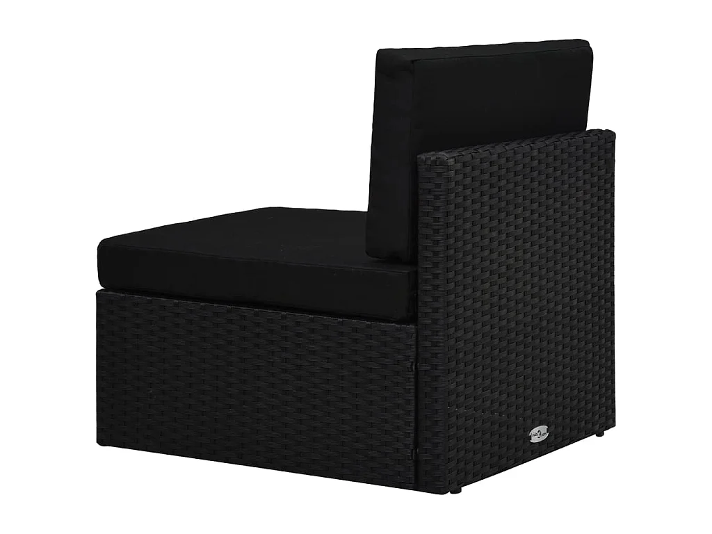 Middenbank sectioneel poly rattan zwart
