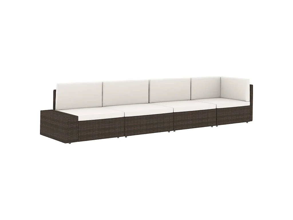 Middenbank sectioneel poly rattan zwart