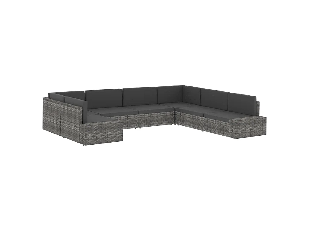Middenbank sectioneel poly rattan zwart