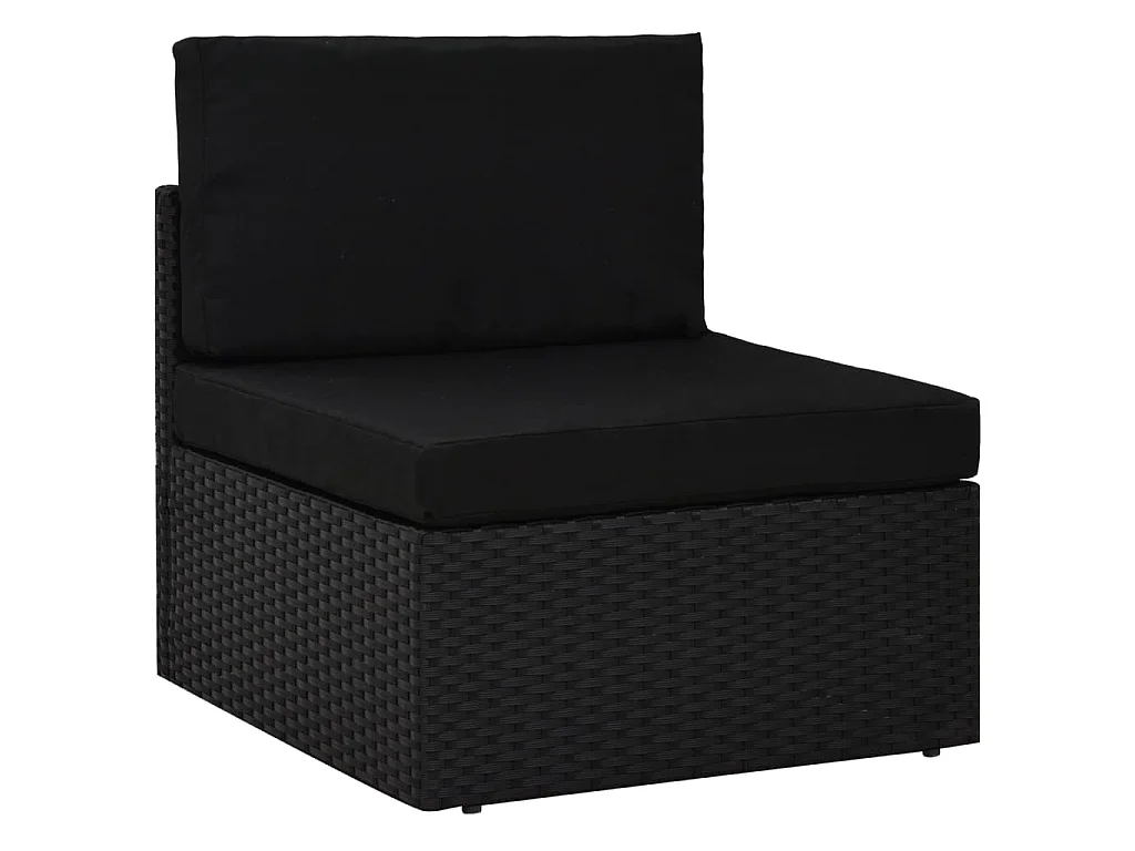 Modulares Mittelsofa Poly Rattan Schwarz