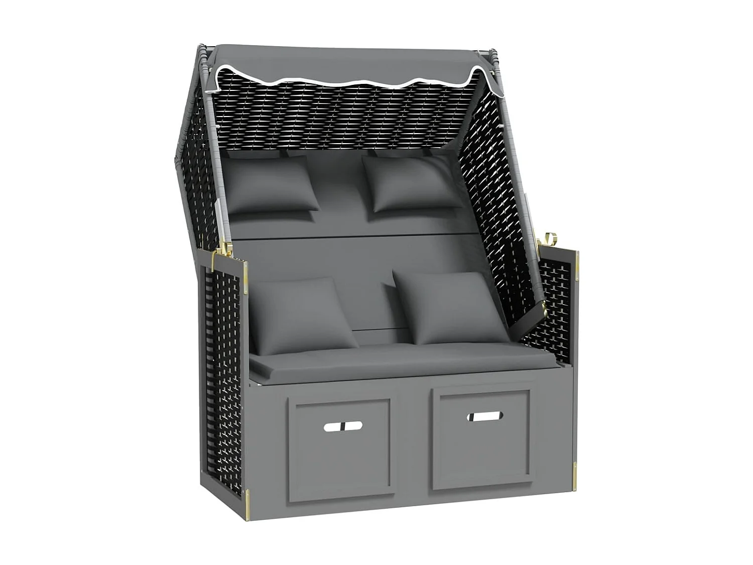 Strandkorb avec coussin Résine tressée bois solide Anthracite