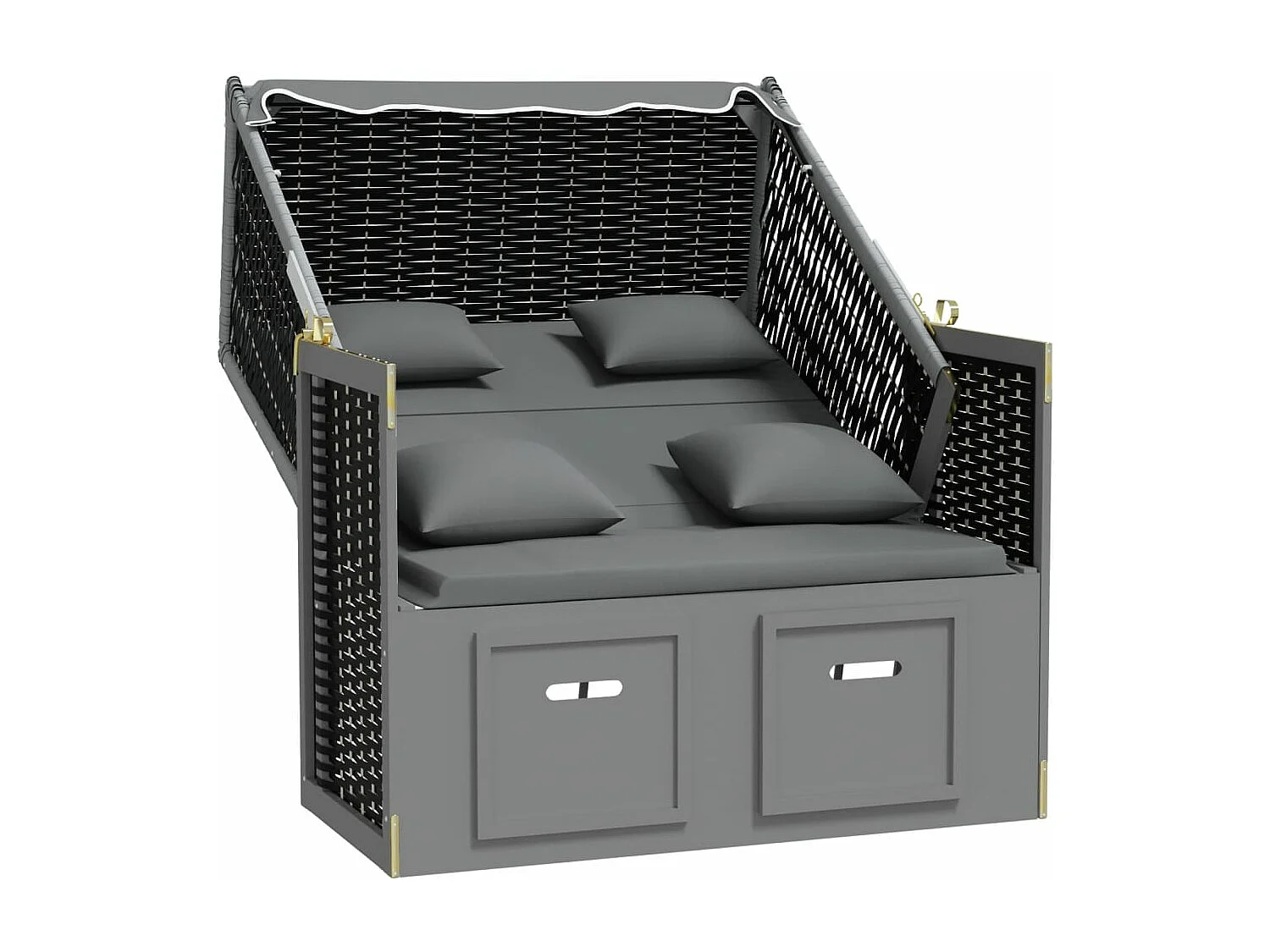 Strandkorb avec coussin Résine tressée bois solide Anthracite