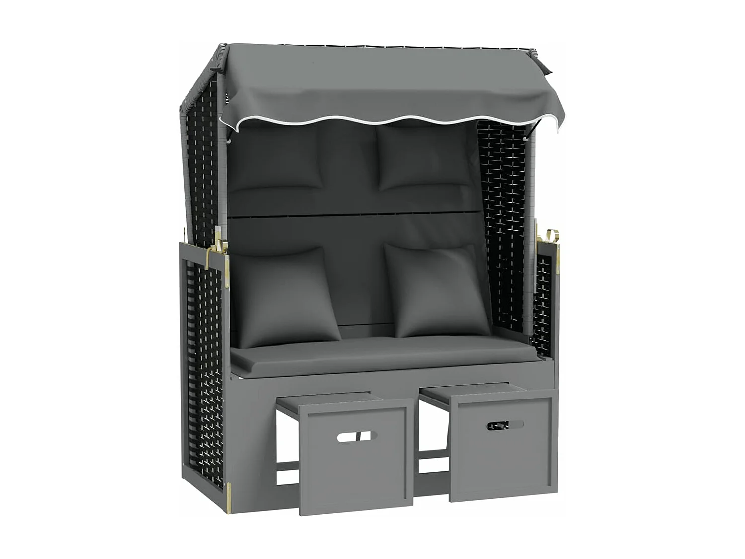 Strandkorb avec coussin Résine tressée bois solide Anthracite