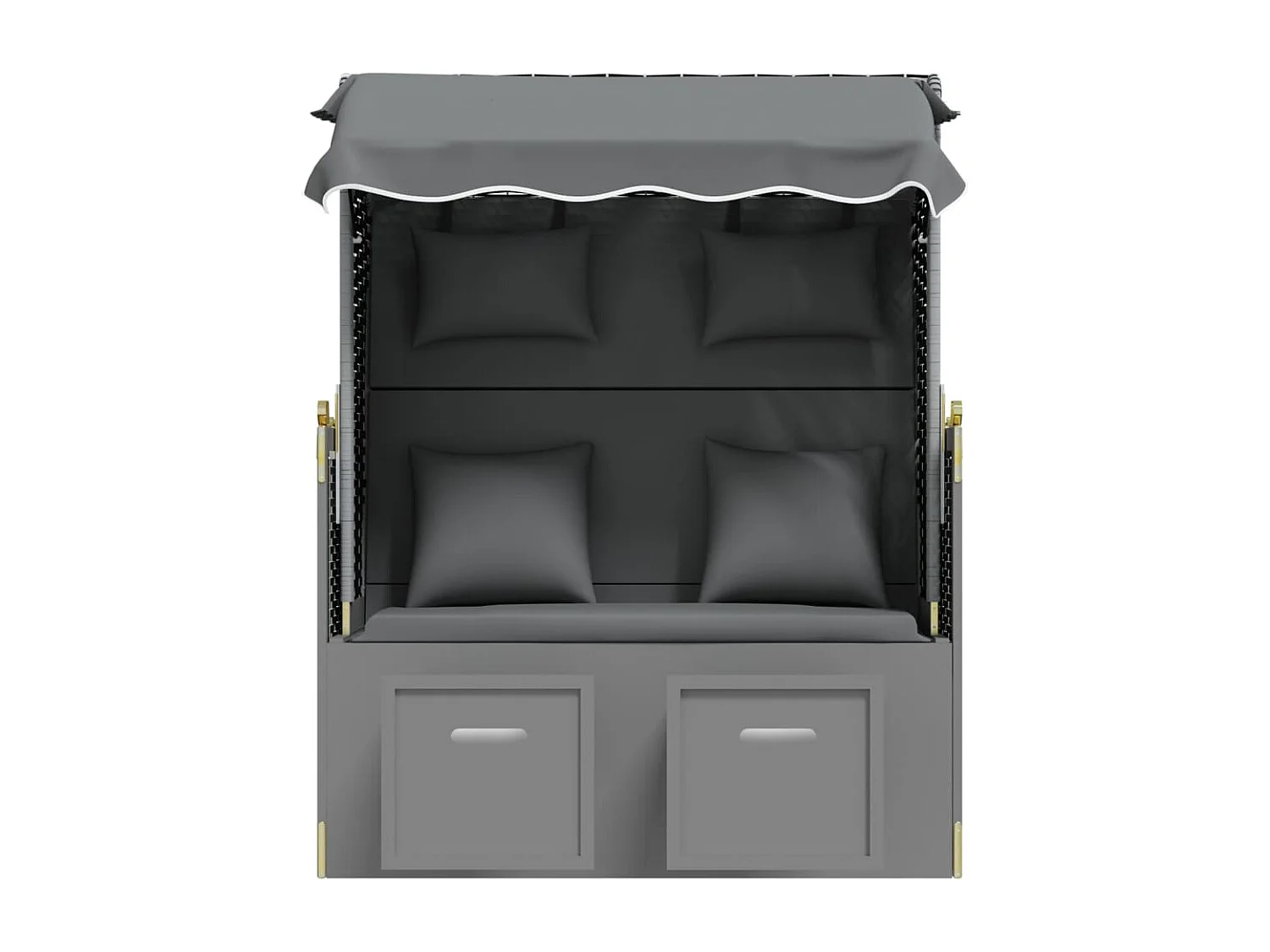 Strandkorb avec coussin Résine tressée bois solide Anthracite