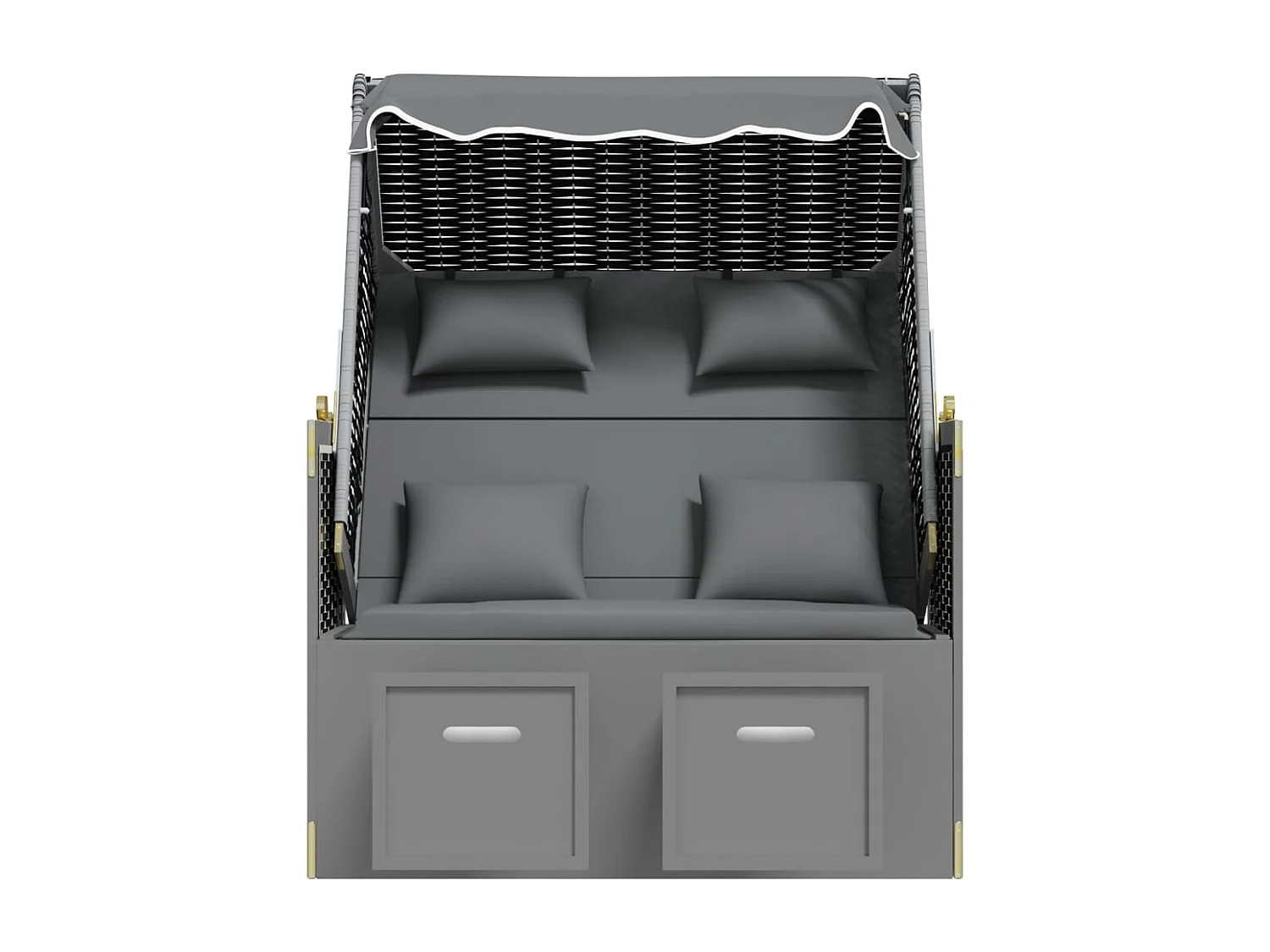 Strandkorb avec coussin Résine tressée bois solide Anthracite