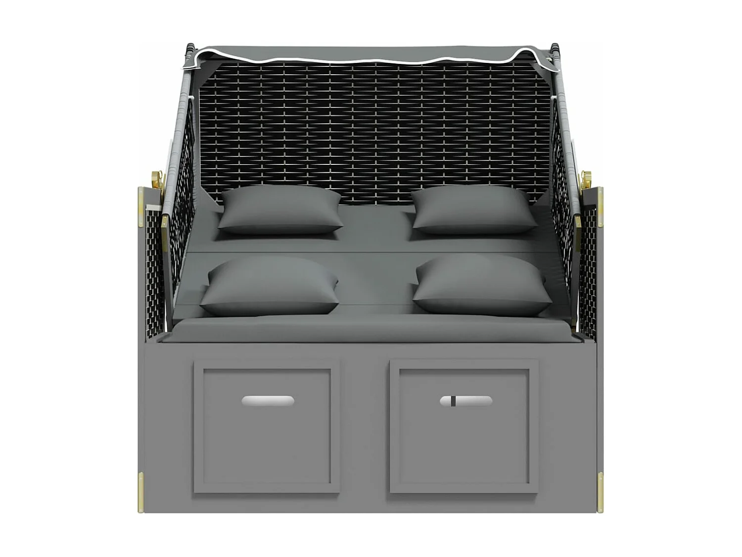 Strandkorb avec coussin Résine tressée bois solide Anthracite