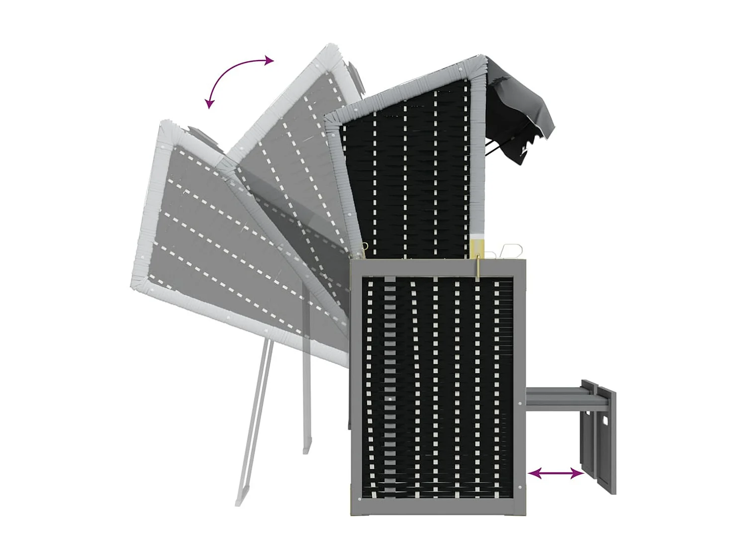 Strandkorb avec coussin Résine tressée bois solide Anthracite