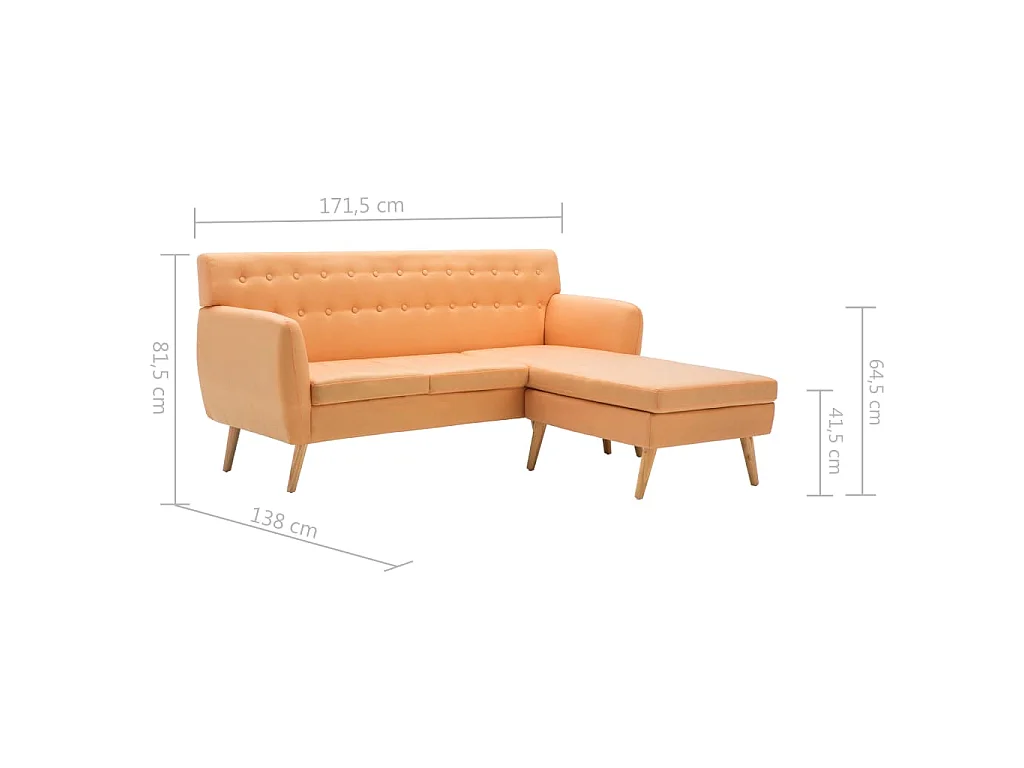 Divano a L Rivestito in Tessuto 171,5x138x81,5 cm Arancione