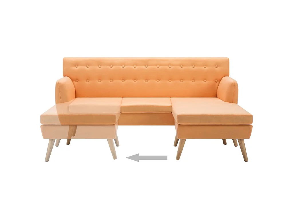 Divano a L Rivestito in Tessuto 171,5x138x81,5 cm Arancione