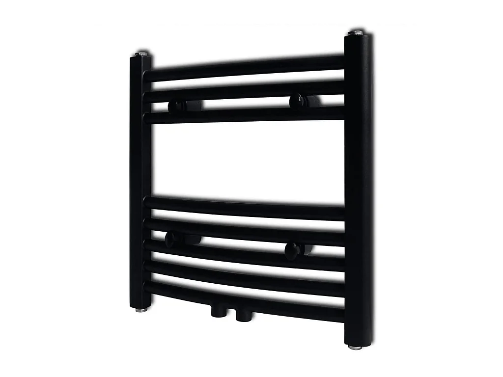 Sèche-serviettes eau chaude à rails incurvés noir 480 x 480 mm