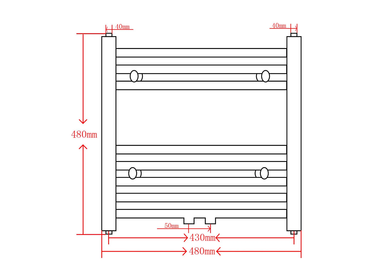 Radiator / handdoekenrek gebogen 480x480 mm zwart