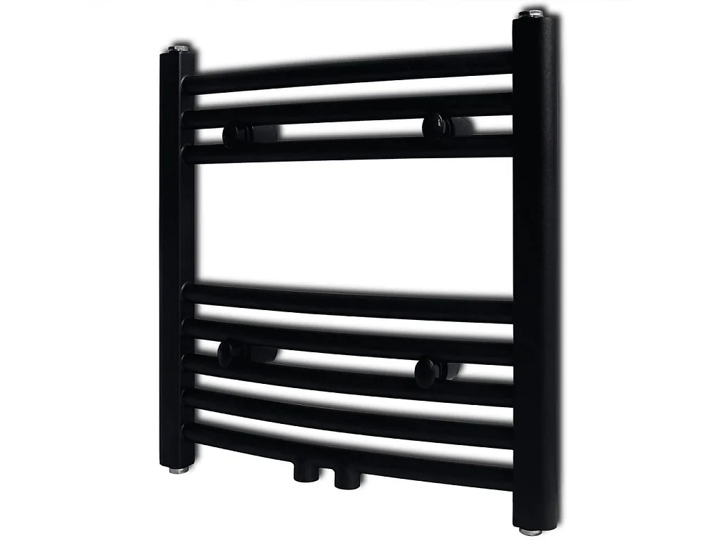 Sèche-serviettes eau chaude à rails incurvés noir 480 x 480 mm