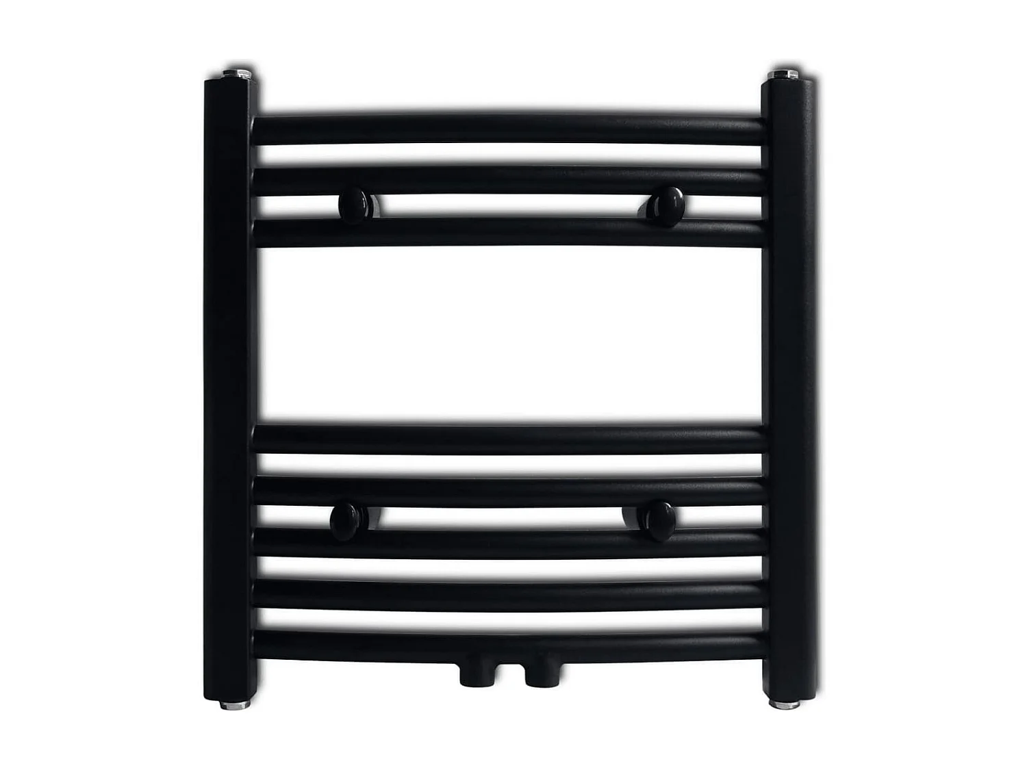 Sèche-serviettes eau chaude à rails incurvés noir 480 x 480 mm