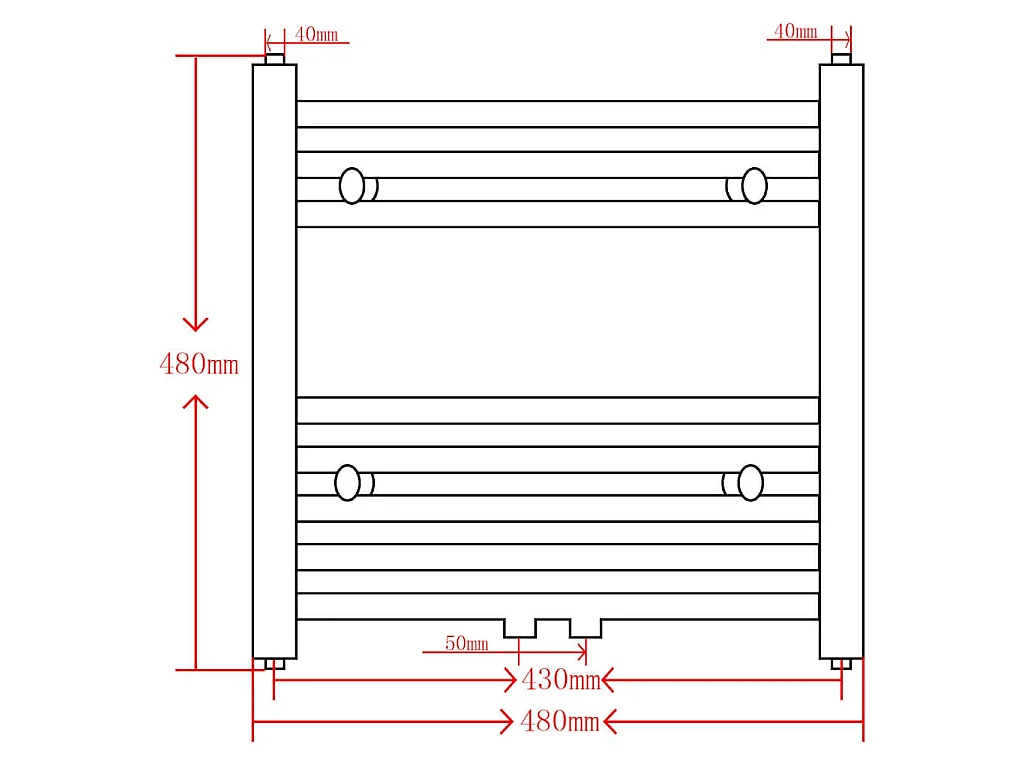 Radiator / handdoekenrek gebogen 480x480 mm zwart