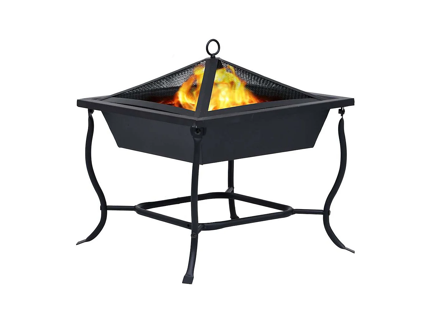 Brasero de acero negro 42x42x45 cm