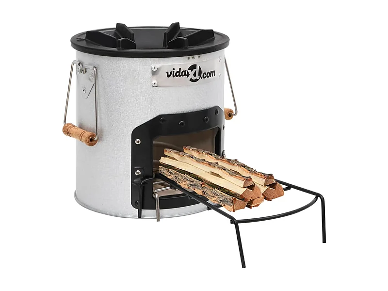 Camping houtkachel 45x25x26 cm staal zilverkleurig