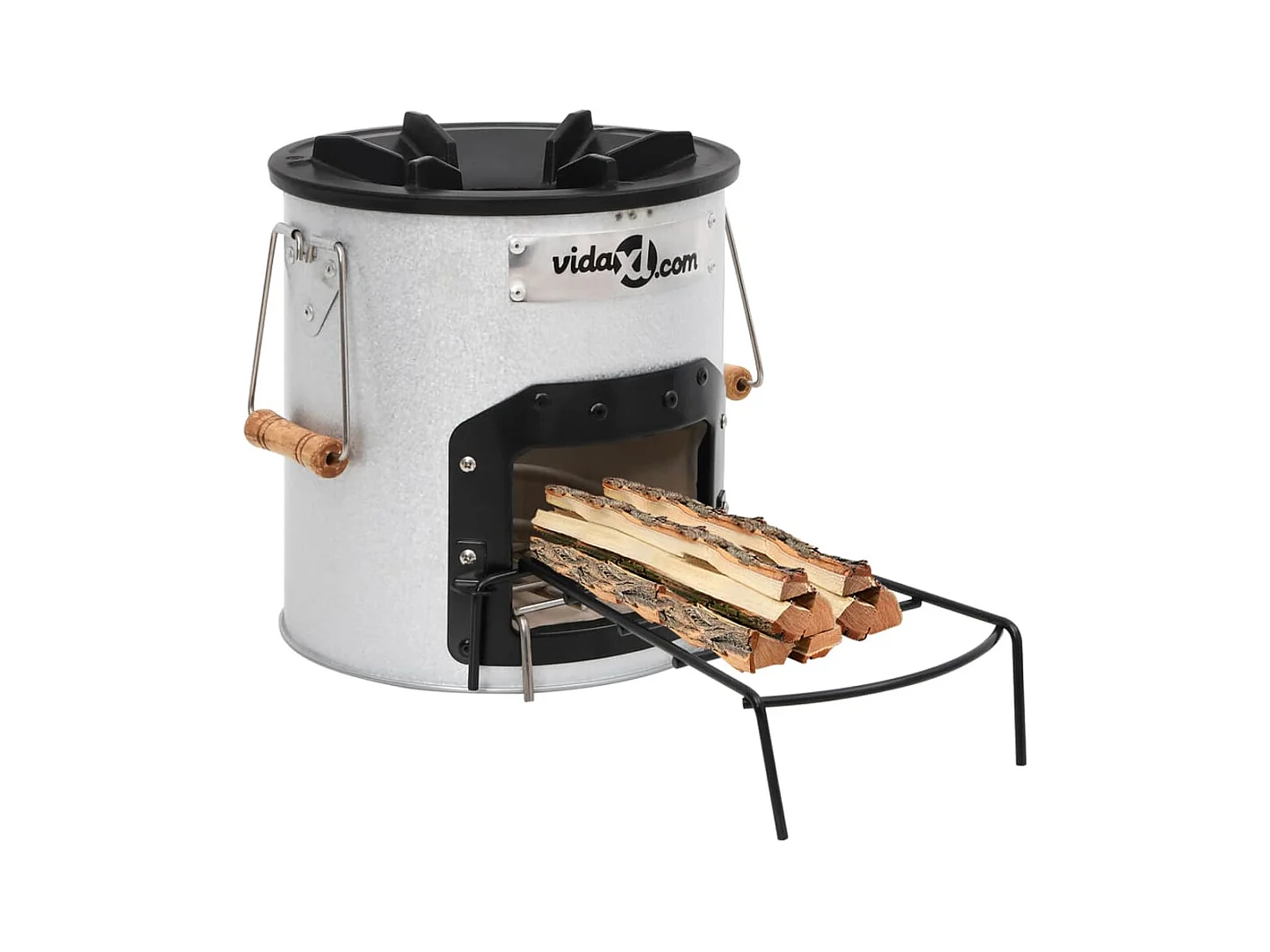 Camping houtkachel 45x25x26 cm staal zilverkleurig
